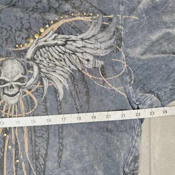 UHL STUDIOS MENS FORBIDDEN SKULL T-SHIRT FADED BLACK GRAPHIC TEE BIKER SZ 2XL - Picture 7 of 9